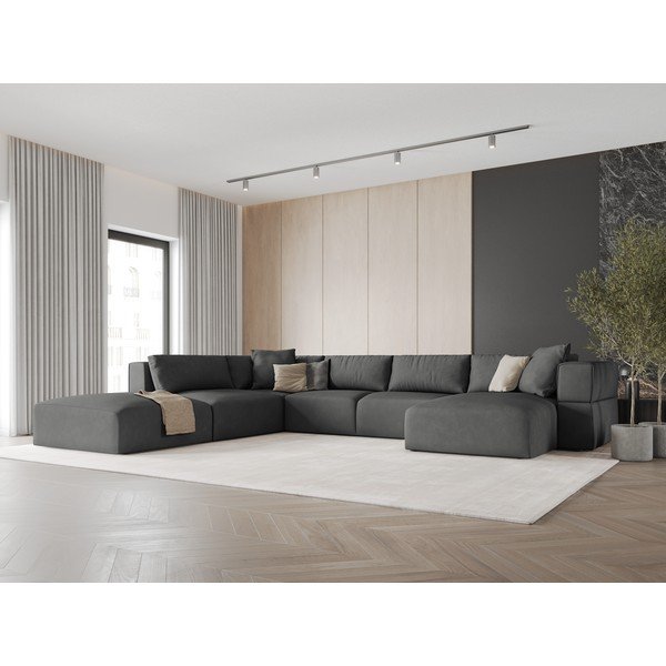 Kampinė sofa tamsiai pilkos spalvos (su kairiuoju kampu/„U“ formos) Esther – Milo Casa-image-1