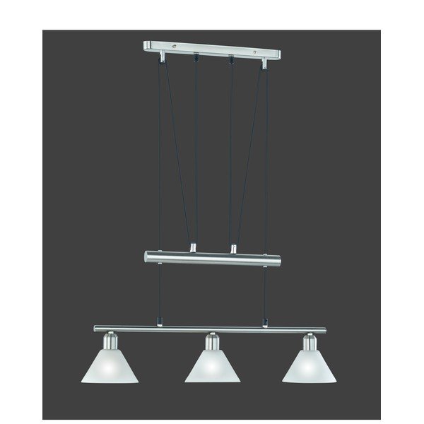 Sidabrinės spalvos kabantis šviestuvas su stiklo gaubtu Stamina – Trio-image-1