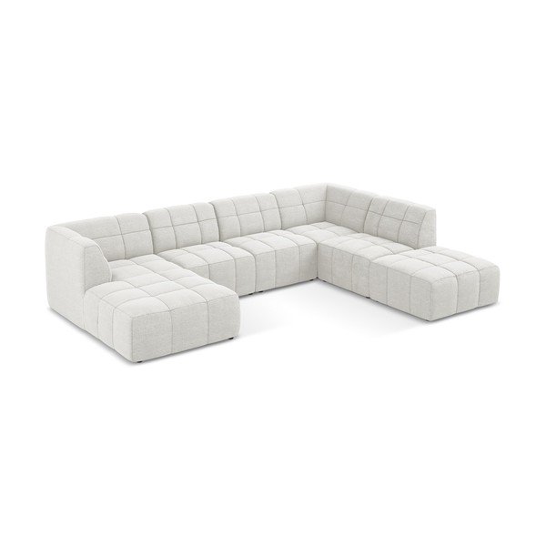 Baltos spalvos kampinė sofa iš boucle („U“ formos) Aloha – Makamii-image-3