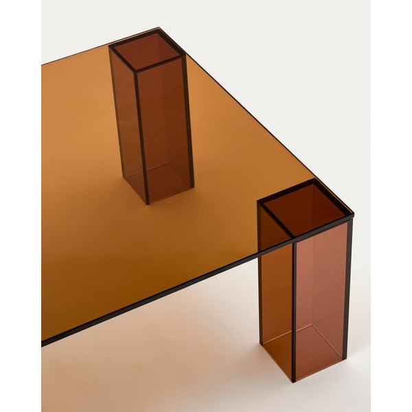 Rudos spalvos iš stiklo kavos staliukas 60x140 cm Adularia – Kave Home-image-4