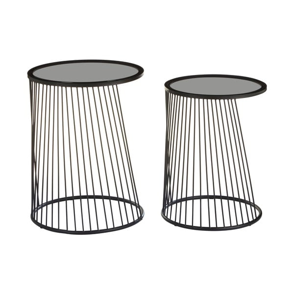Apvalios formos šoniniai stalai 2 vnt. su stikliniu stalviršiu ø 41 cm Trento – Premier Housewares