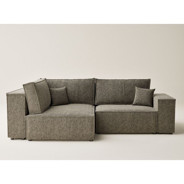 Rudos spalvos sulankstoma/su sandėliavimo vieta kampinė sofa iš šenilinio audinio (su kairiuoju kampu/„L“ formos) Tonga – Maison de Rêve-image-2