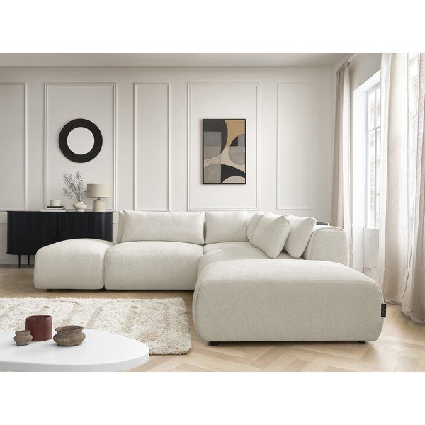 Baltos spalvos reguliuojama modulinė kampinė sofa Jana – Bobochic Paris-image-2
