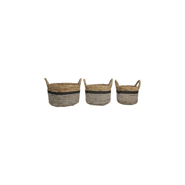 3 saugojimo krepšių rinkinys HSM kolekcija Raffia Natural Gris-image-4