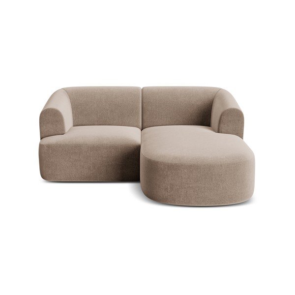 Šviesiai rudos spalvos kampinė sofa iš velveto (su dešiniuoju kampu/su gultu) Campi – Cosmopolitan Design-image-3