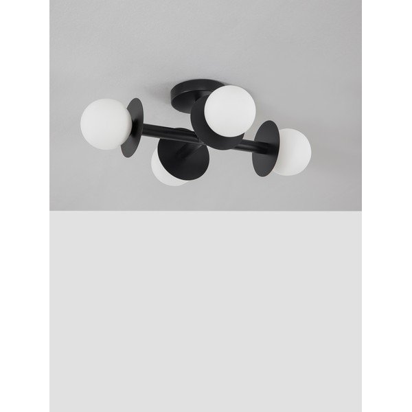Baltos spalvos/juodos spalvos iš metalo lubinis šviestuvas 37x51 cm su stiklo gaubtu Pielo – Nova Luce-image-2