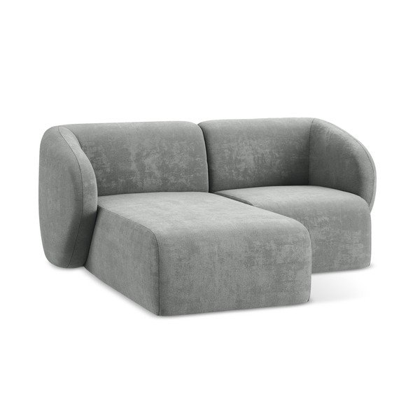 Pilkos spalvos kampinė sofa iš šenilinio audinio (su kairiuoju kampu/su gultu) Lani – Makamii-image-4