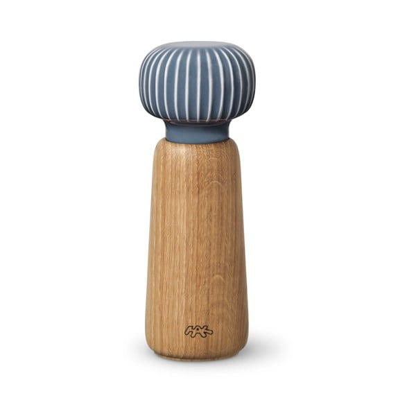 Prieskonių malūnėlis iš ąžuolo medienos su antracito spalvos porceliano detalėmis Kähler Design Hammershoi, aukštis 17,5 cm