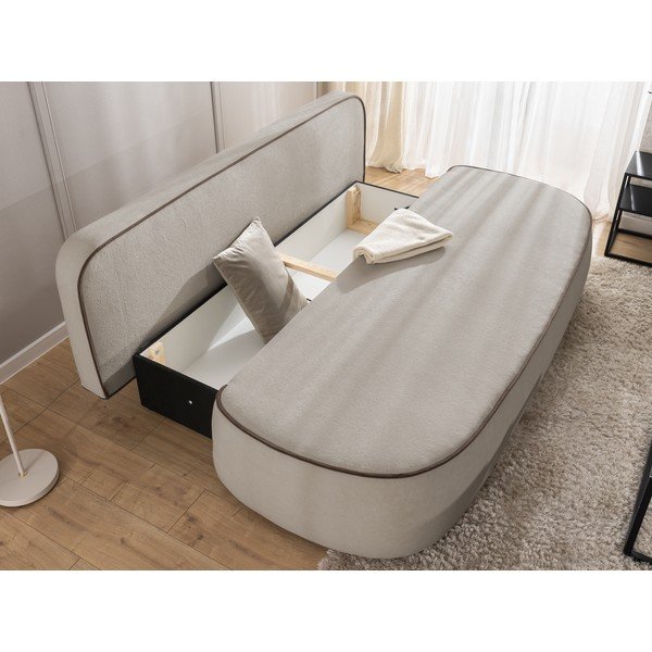 Rudos spalvos/taupe spalvos sulankstoma/su sandėliavimo vieta sofa iš velveto 210 cm Saga – Ropez-image-4