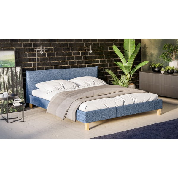 Mėlyna minkšta dvigulė lova su grotelėmis 180x200 cm Tina - Ropez-image-2