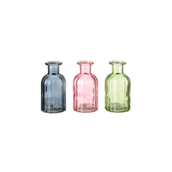 3 dekoratyvinių stiklinių butelių rinkinys Unimasa Luciana