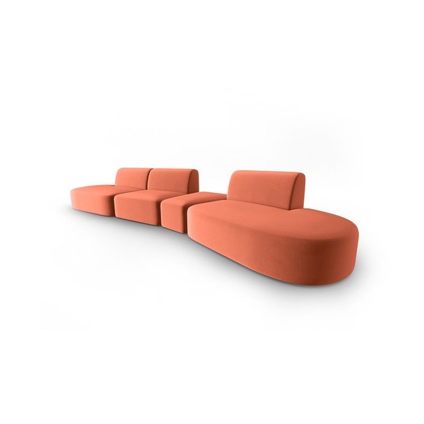 Rožinės spalvos iš velveto sofa su dešiniuoju kampu 428 cm Paolo – Milo Casa-image-2