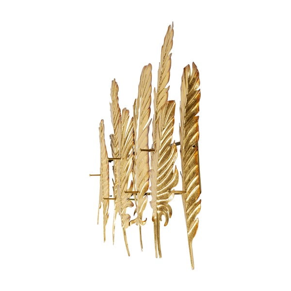 Aukso spalvos metalinė sieninė pakaba Kare Design Leaf, plotis 86 cm-image-1
