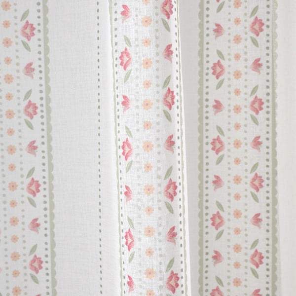 Permatoma užuolaida baltos spalvos/rožinės spalvos 140x229 cm Floral Stripe – Catherine Lansfield-image-1