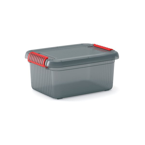 Iš plastiko daiktadėžė pilkos spalvos su dangčiu 39x29x18 cm K Latch Box – KIS