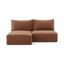 Raudonos plytų spalvos sulankstoma/su sandėliavimo vieta kampinė sofa (su kairiuoju kampu) Kalena – Makamii