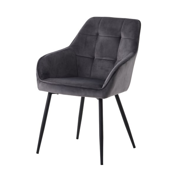 Pilkos spalvos iš audinio valgomojo kėdžių komplektas su porankiais 2 vnt. Nolan Square – Unique Furniture-image-3