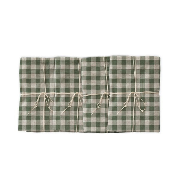 4 lininių servetėlių rinkinys Really Nice Things Green Vichy, 43 x 43 cm