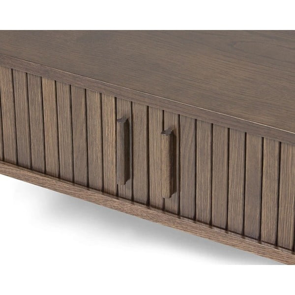 Tamsios natūralios spalvos kavos staliukas iš ąžuolo 60x120 cm Meta – Unique Furniture-image-3