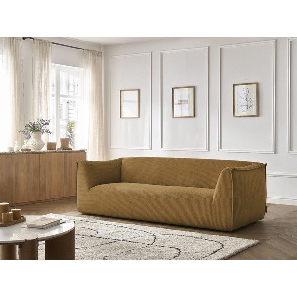 Garstyčių spalvos sofa iš kordinio velveto 242 cm Giorgia – Bobochic Paris-image-1