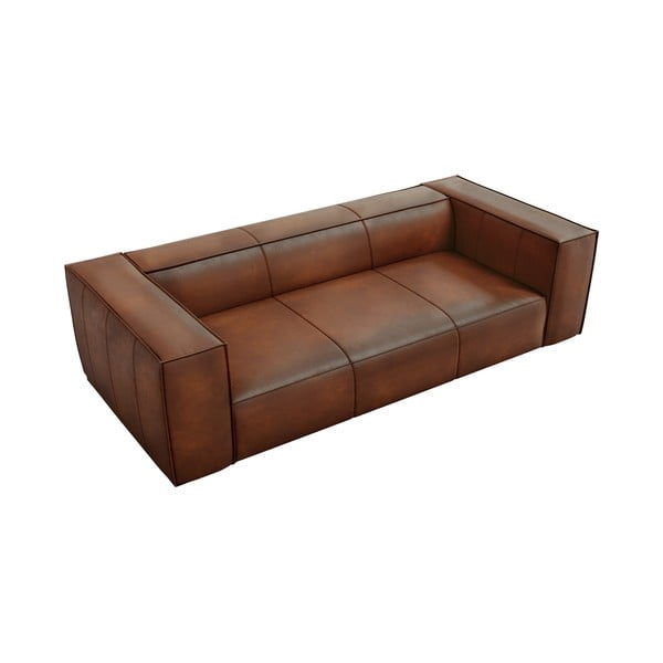 Konjako rudos spalvos odinė sofa 227 cm Madame - Windsor & Co Sofas-image-3
