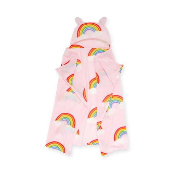 Fleece tipo vaikiška antklodė su gobtuvu rožinės spalvos 120x150 cm Rainbow Hearts – Catherine Lansfield
