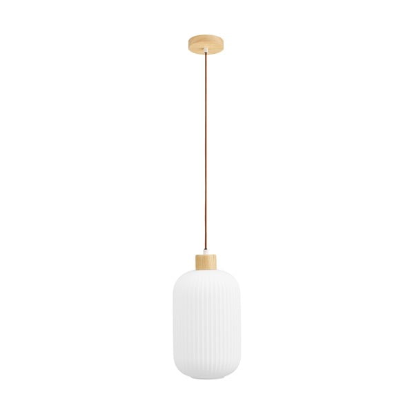 Baltos spalvos kabantis šviestuvas ø 20 cm su stiklo gaubtu Argalo – House Nordic