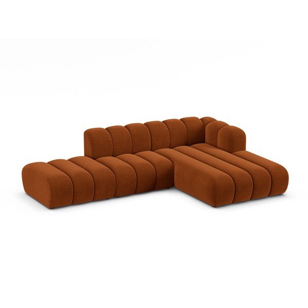 Kampinė sofa oranžinės spalvos (su dešiniuoju kampu) Lupine – Micadoni Home-image-1