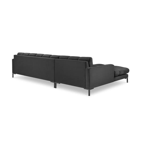 Tamsiai pilka aksominė kampinė sofa Cosmopolitan Design Bali, kairysis kampas-image-4