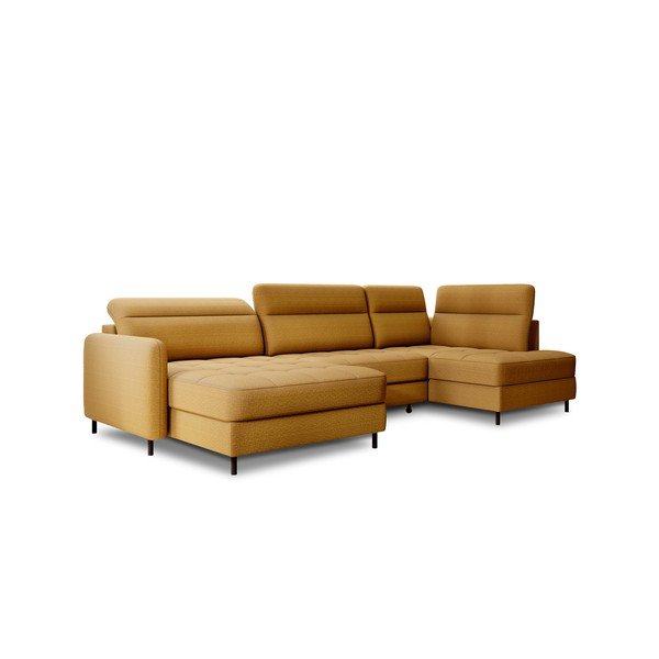 Geltonos spalvos iš velveto sulankstoma/su sandėliavimo vieta kampinė sofa (su dešiniuoju kampu/„U“ formos) Berrto – ELTAP-image-3