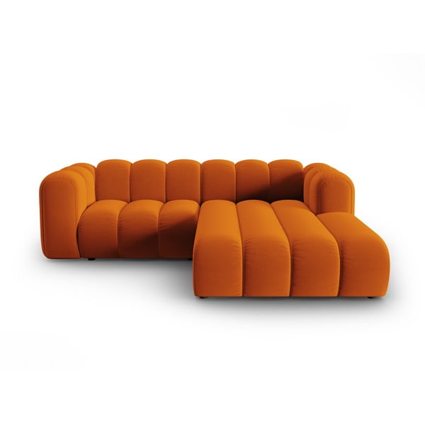 Kampinė sofa oranžinės spalvos (su dešiniuoju kampu) Lupine – Micadoni Home