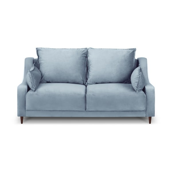 Šviesiai mėlyna aksominė sofa Mazzini Sofas Freesia, 150 cm