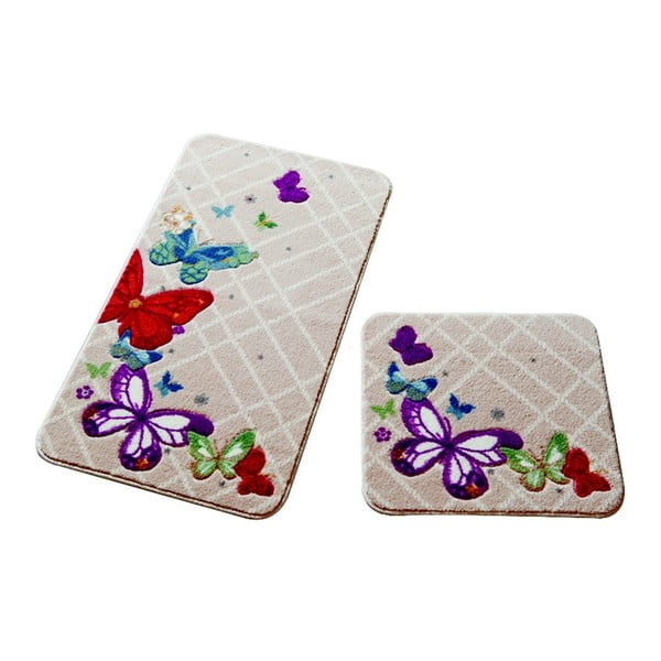 2 vonios kilimėlių rinkinys Vonios kilimėliai "Confetti" Vonios kilimėliai "Butterfly