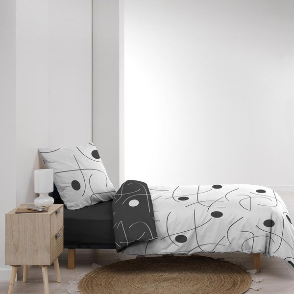 Baltos spalvos/tamsiai pilkos spalvos iš mikropluošto viengulė patalynė 140x200 cm Sonate – douceur d'intérieur-image-4