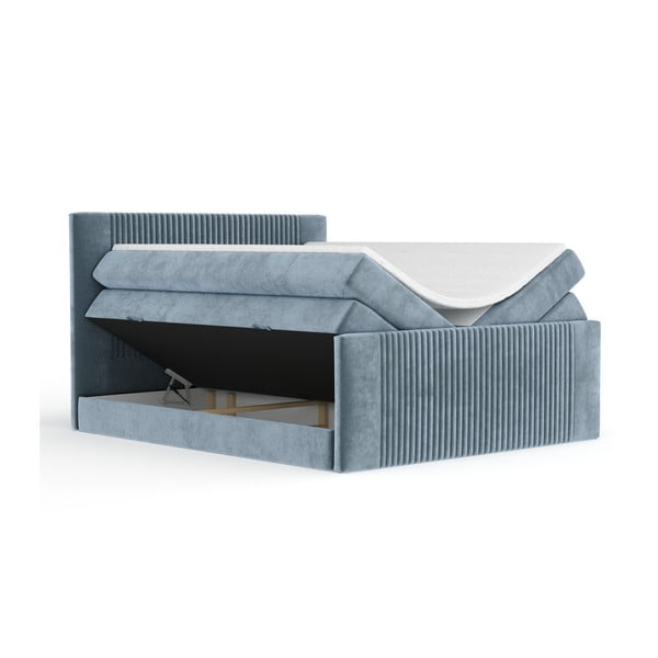 Mėlynos spalvos spyruoklinė lova su sandėliavimo vieta 180x200 cm Bergamo – Maison de Rêve-image-2