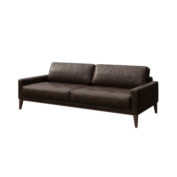 Tamsiai ruda odinė sofa MESONICA Musso Tufted, 210 cm-image-2
