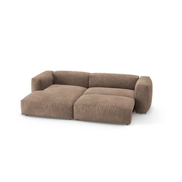 Smėlio spalvos sulankstoma modulinė kampinė sofa iš velveto (su kairiuoju kampu/su gultu) – Micadoni -image-3