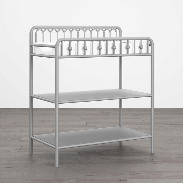 Iš metalo aukšta su vystymo stalu vaikiška šoninė spintelė šviesiai pilkos spalvos 87x102 cm Monarch Hill – Støraa-image-1