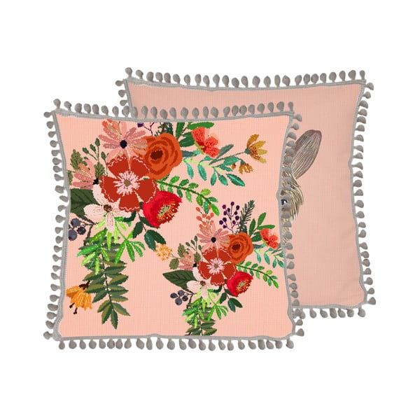 Rožinė pagalvė su linu Little Nice Things Llama, 45 x 45 cm-image-1