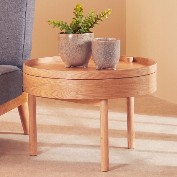 Apvalios formos šoninis stalas iš pušies ø 60 cm Viborg – Premier Housewares-image-1