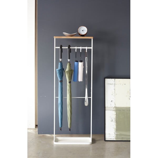 Baltas stovas skėčiui su medine lentyna Yamazaki Tower-image-3