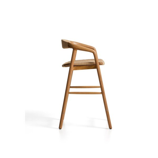 Natūralios spalvos iš ąžuolo masyvo baro taburetė su porankiais (sėdynės aukštis 65 cm) Derile – Kave Home-image-4