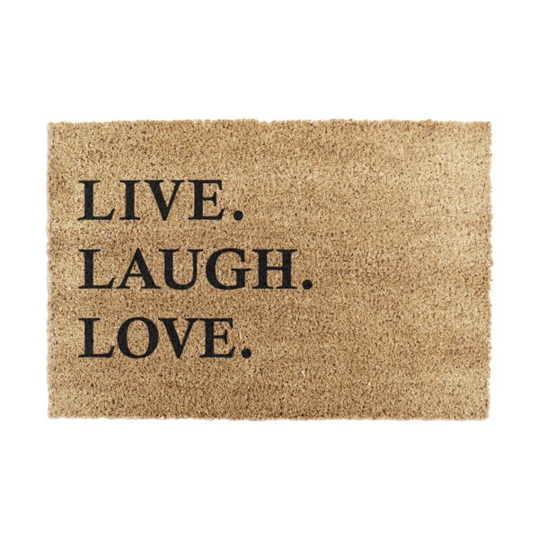 Iš kokoso pluošto grindų kilimėlis 40x60 cm Live Laught Love – Artsy Doormats