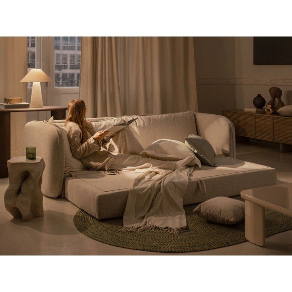 Kreminės spalvos sulankstoma sofa 225 cm – Micadoni -image-1
