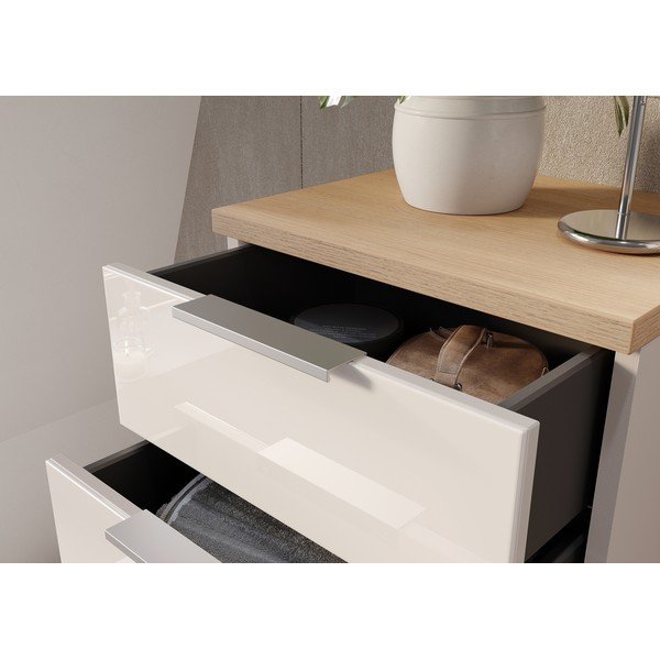 Kreminės spalvos blizgus aukšta/siaura vonios daiktadėžė 39x112 cm Tavira – Germania-image-4