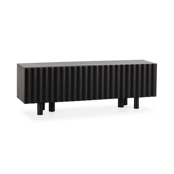 Juodos spalvos iš mango masyvo TV spintelė 160x55x40 cm Tamira – MOME