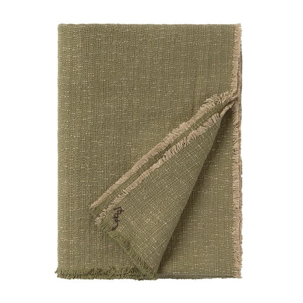 Khaki spalvos iš medvilnės antklodė ir pledas 130x180 cm Handloom – Lorena Canals