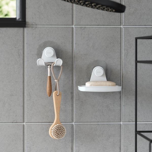 Su montavimu be gręžimo iš perdirbto plastiko muilinė baltos spalvos Flex – Umbra-image-3