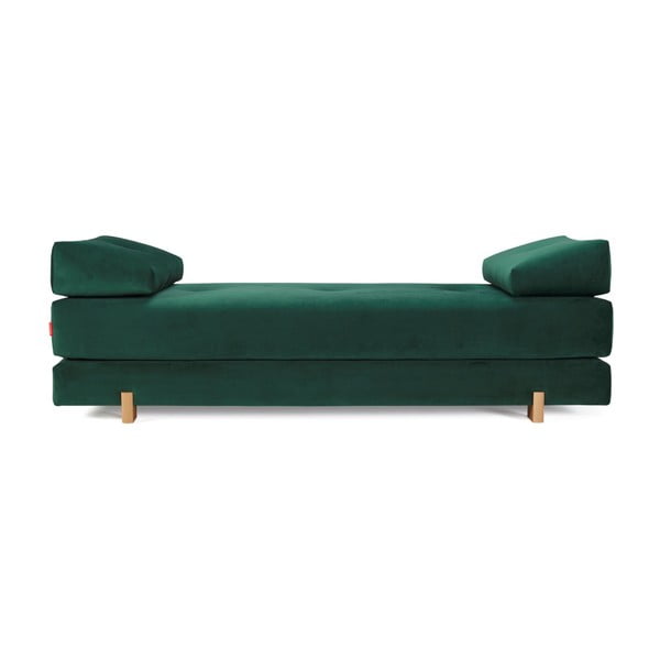 Tamsiai žalia sofa lova Inovacijos Sigmund Velvet Forest Green