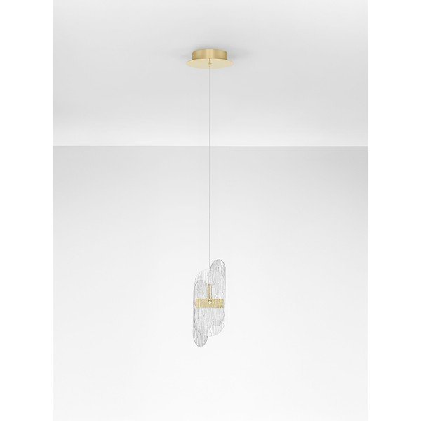 Žalvario spalvos iš metalo kabantis šviestuvas LED su pritemdymo funkcija ø 14 cm su stiklo gaubtu Lucien – Nova Luce-image-3